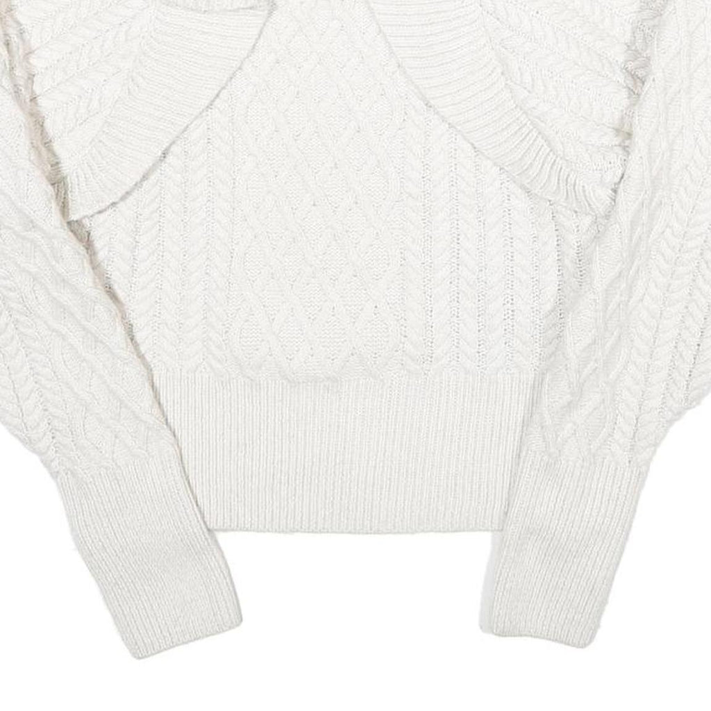 H&M Womens White Plain Chunky Knit Roll Neck Jumper S Winter Knitwear