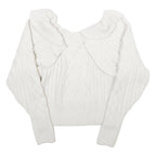 H&M Womens White Plain Chunky Knit Roll Neck Jumper S Winter Knitwear