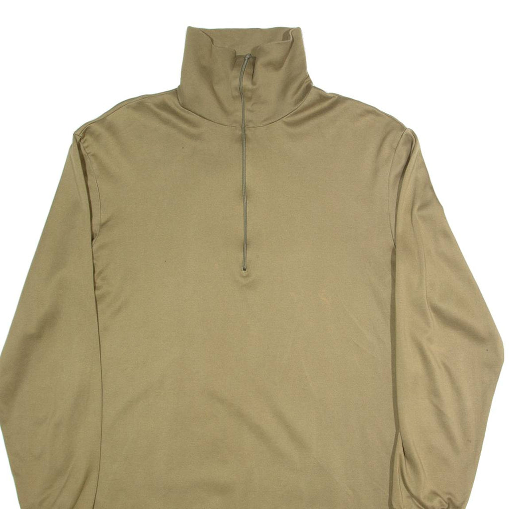 TEXTILES VERTRAUEN Mens T-Shirt Green Long Sleeve 1/2 Zip M