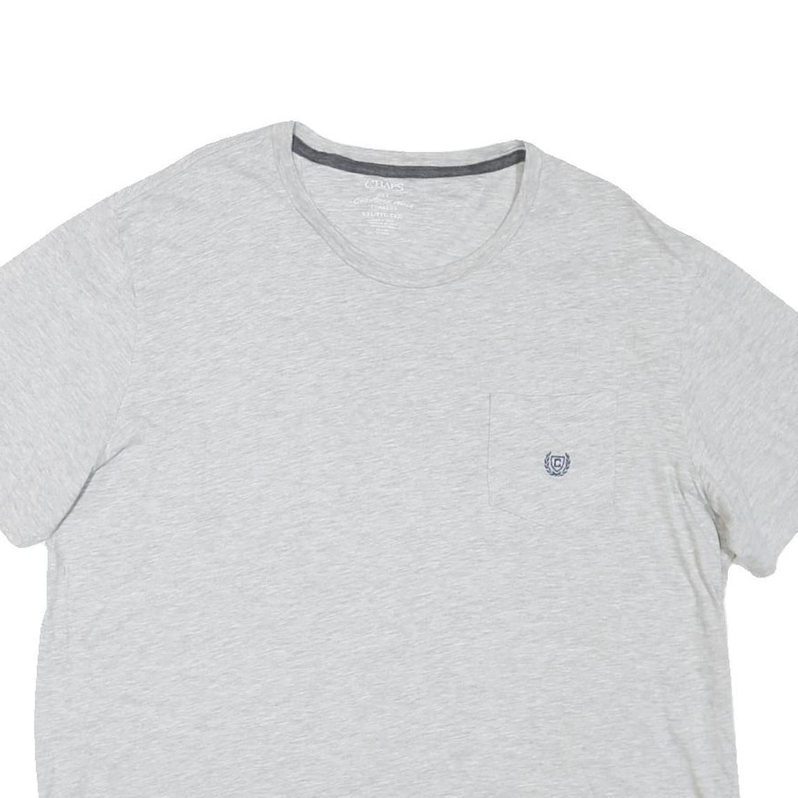 CHAPS Mens Grey 2XL T-Shirt Short Sleeve Crew Neck Pocket Logo Casual