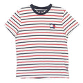 TOMMY HILFIGER Womens White Red & Navy Striped Graphic T-Shirt M Short Sleeve