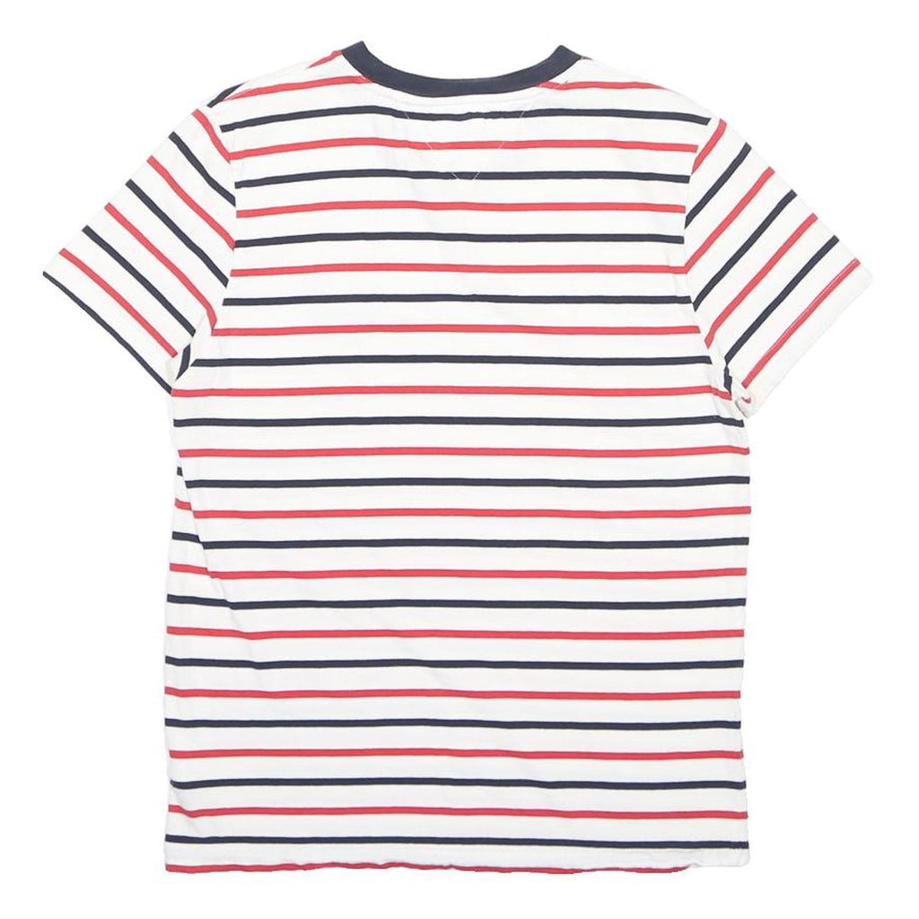 TOMMY HILFIGER Womens White Red & Navy Striped Graphic T-Shirt M Short Sleeve