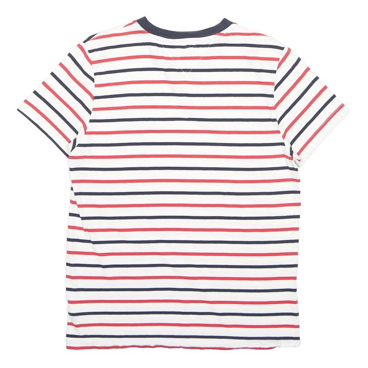 TOMMY HILFIGER Womens White Red & Navy Striped Graphic T-Shirt M Short Sleeve