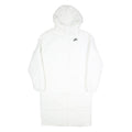 NIKE Mens White Long Sleeve Zip Up Puffer Jacket S Polyester Lightweight Hooded