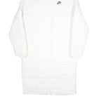 NIKE Mens White Long Sleeve Zip Up Puffer Jacket S Polyester Lightweight Hooded