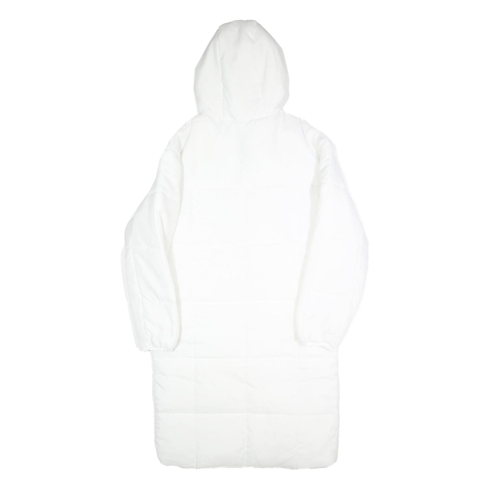 NIKE Mens White Long Sleeve Zip Up Puffer Jacket S Polyester Lightweight Hooded