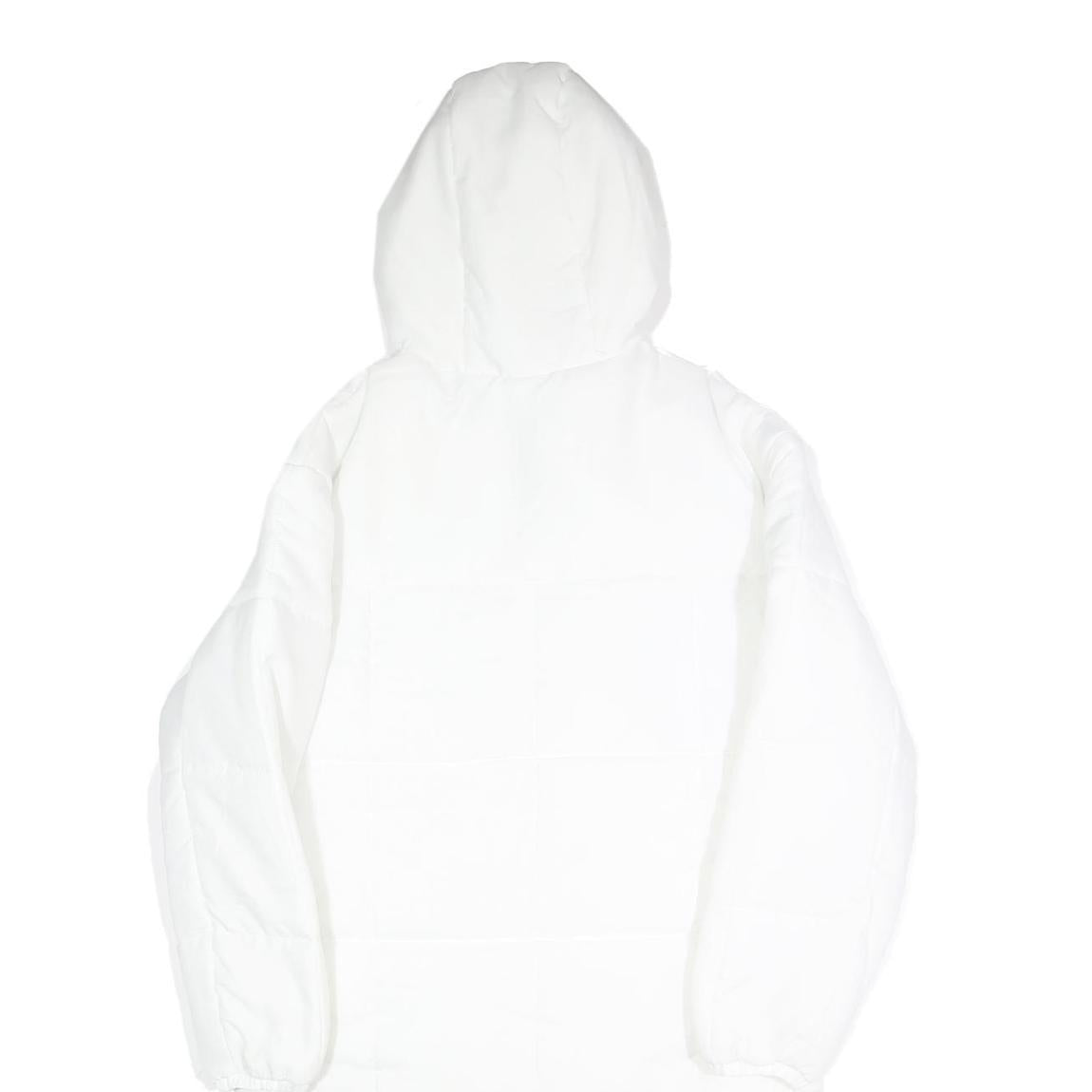 NIKE Mens White Long Sleeve Zip Up Puffer Jacket S Polyester Lightweight Hooded