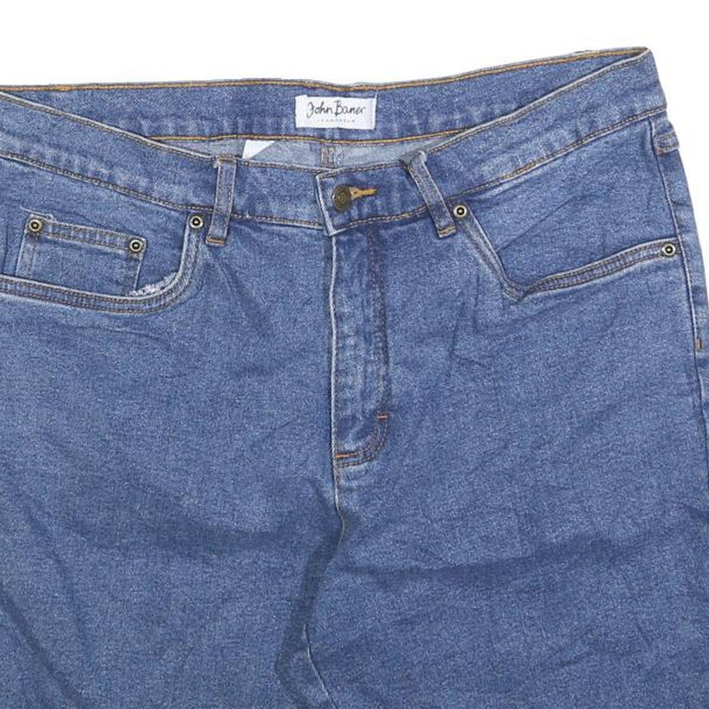 JOHN BANER Mens Shorts Blue Denim Casual L W36 Relaxed Fit Cotton Blend