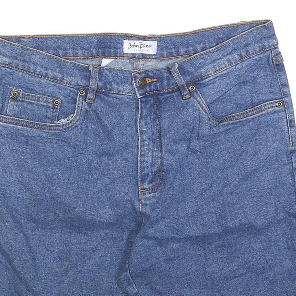 JOHN BANER Mens Shorts Blue Denim Casual L W36 Relaxed Fit Cotton Blend
