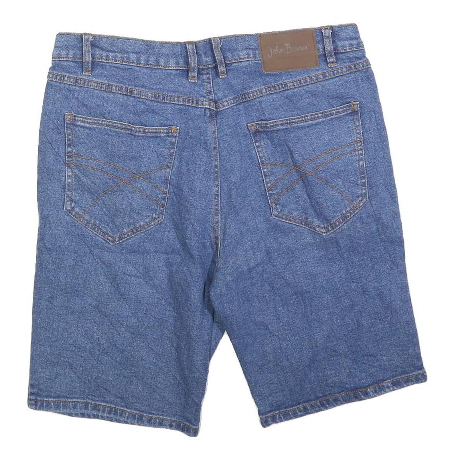 JOHN BANER Mens Shorts Blue Denim Casual L W36 Relaxed Fit Cotton Blend