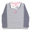 JOULES Womens Navy & White Stripe Contrast Collar L Sweatshirt Cotton Blend