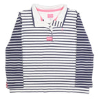 JOULES Womens Navy & White Stripe Contrast Collar L Sweatshirt Cotton Blend