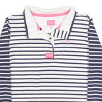 JOULES Womens Navy & White Stripe Contrast Collar L Sweatshirt Cotton Blend