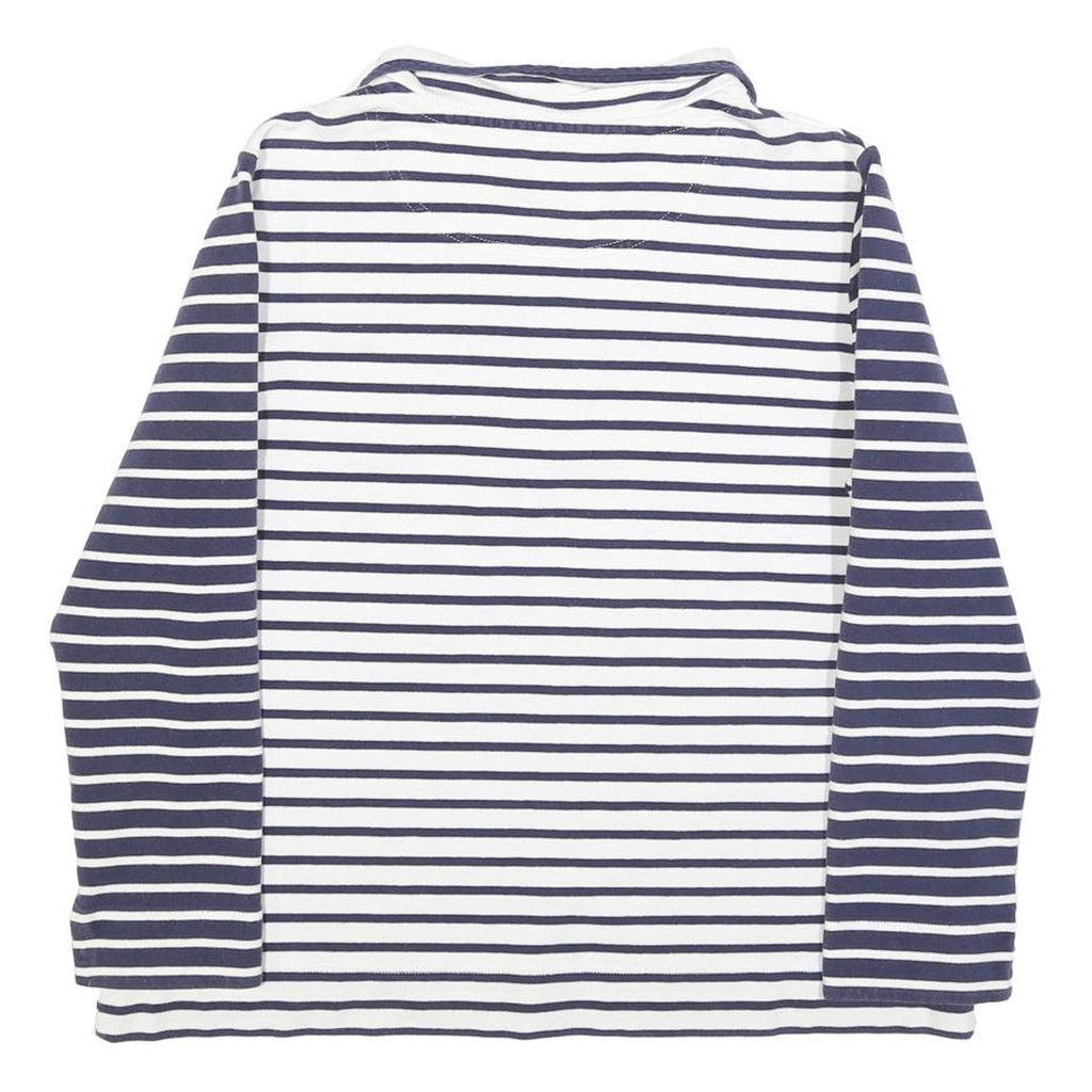 JOULES Womens Navy & White Stripe Contrast Collar L Sweatshirt Cotton Blend
