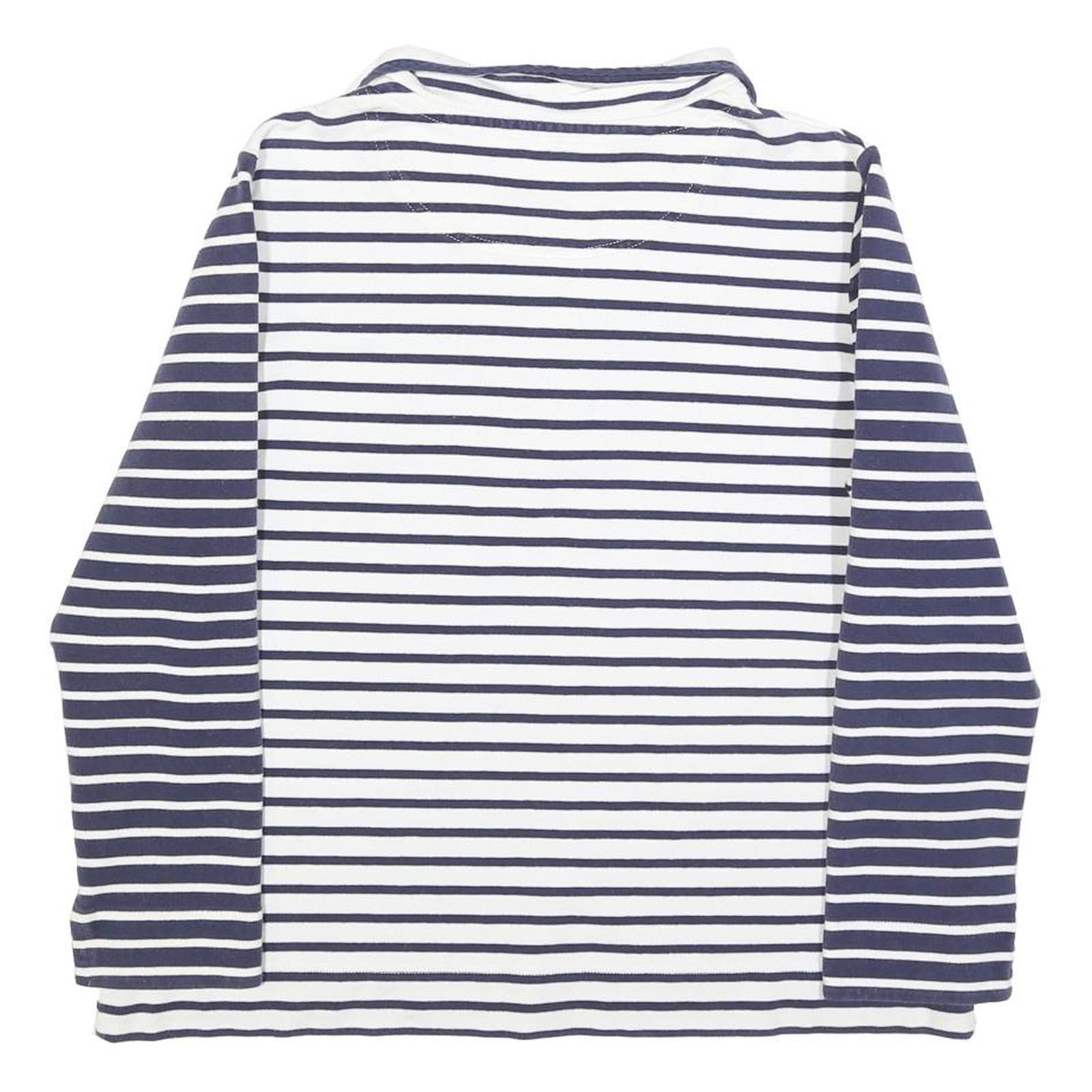 JOULES Womens Navy & White Stripe Contrast Collar L Sweatshirt Cotton Blend