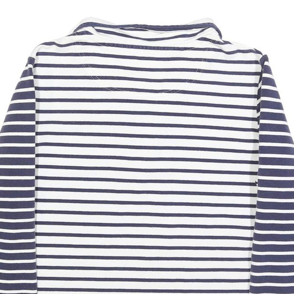 JOULES Womens Navy & White Stripe Contrast Collar L Sweatshirt Cotton Blend