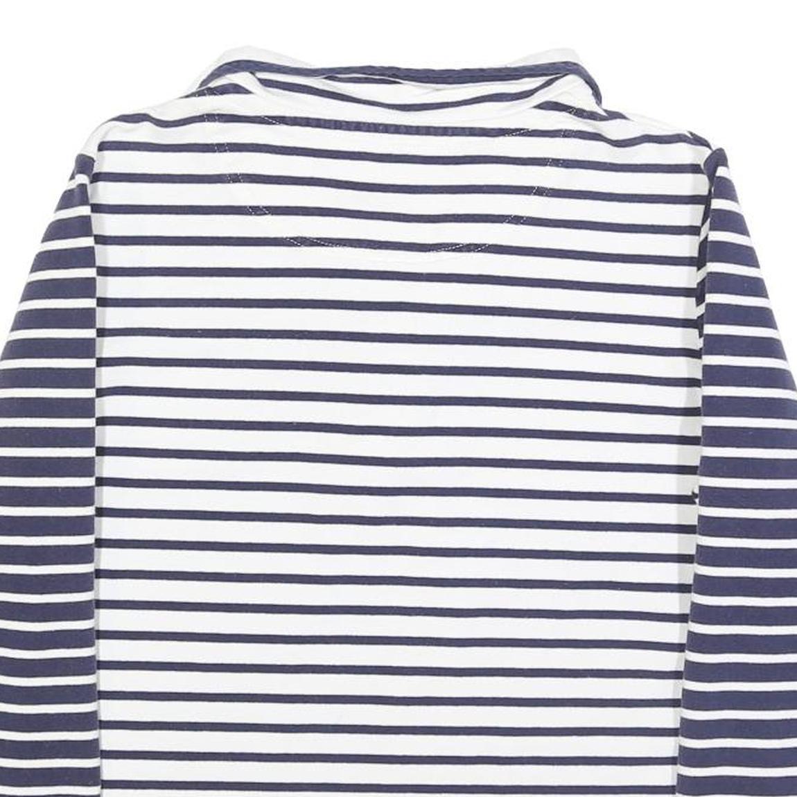 JOULES Womens Navy & White Stripe Contrast Collar L Sweatshirt Cotton Blend