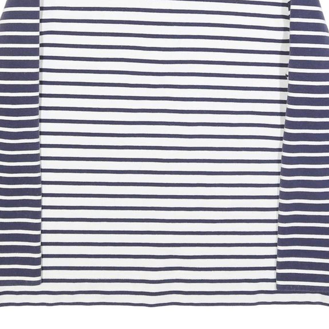 JOULES Womens Navy & White Stripe Contrast Collar L Sweatshirt Cotton Blend