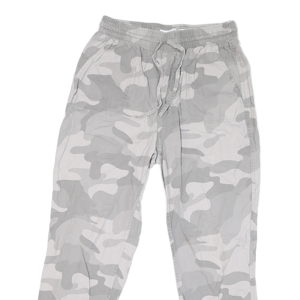 HOLLISTEER Mens Cotton Blend Grey Camo Regular Drawstring Trousers W28 L25