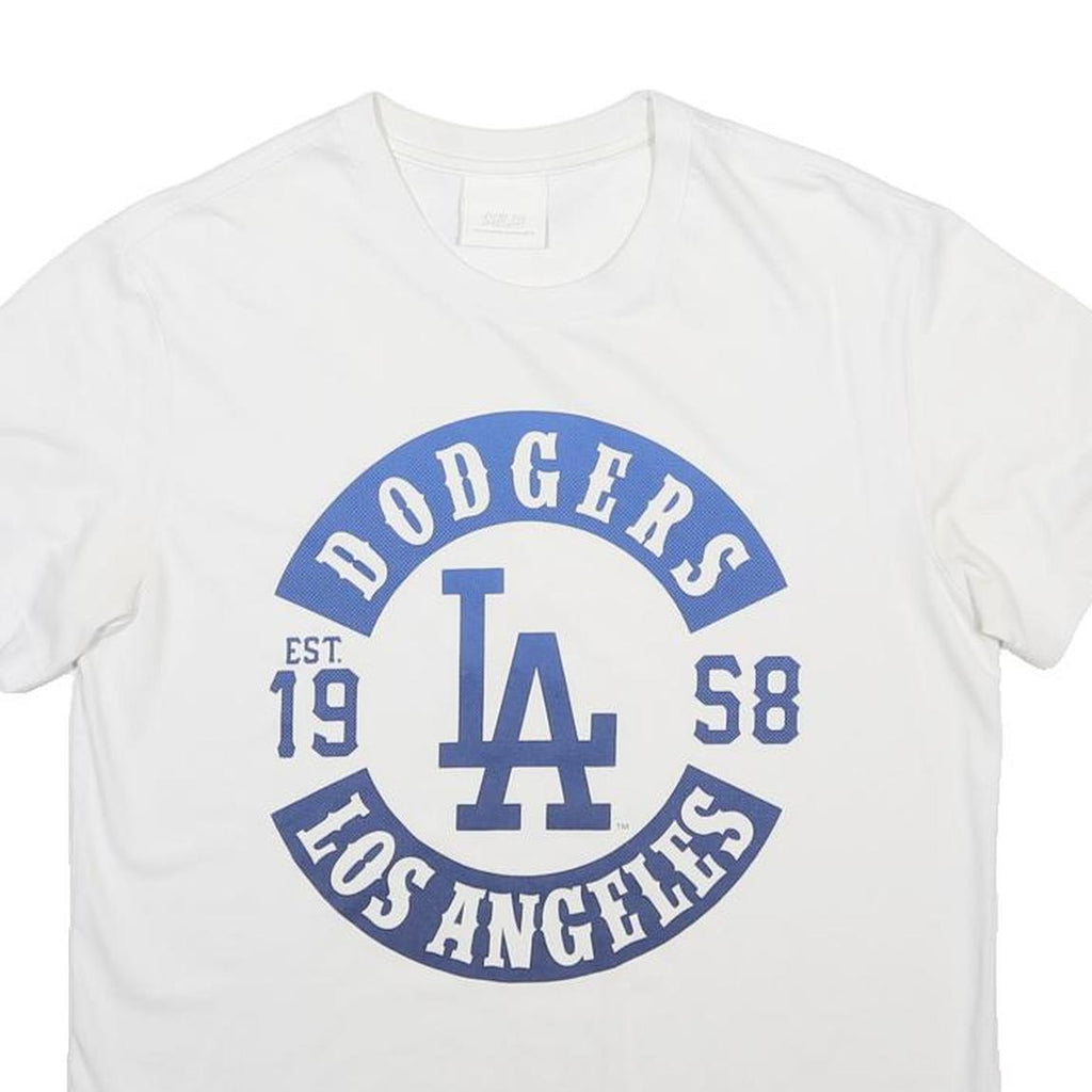 MLB Mens White Blue Los Angeles Dodgers Graphic T-Shirt M Short Sleeve Crew Neck