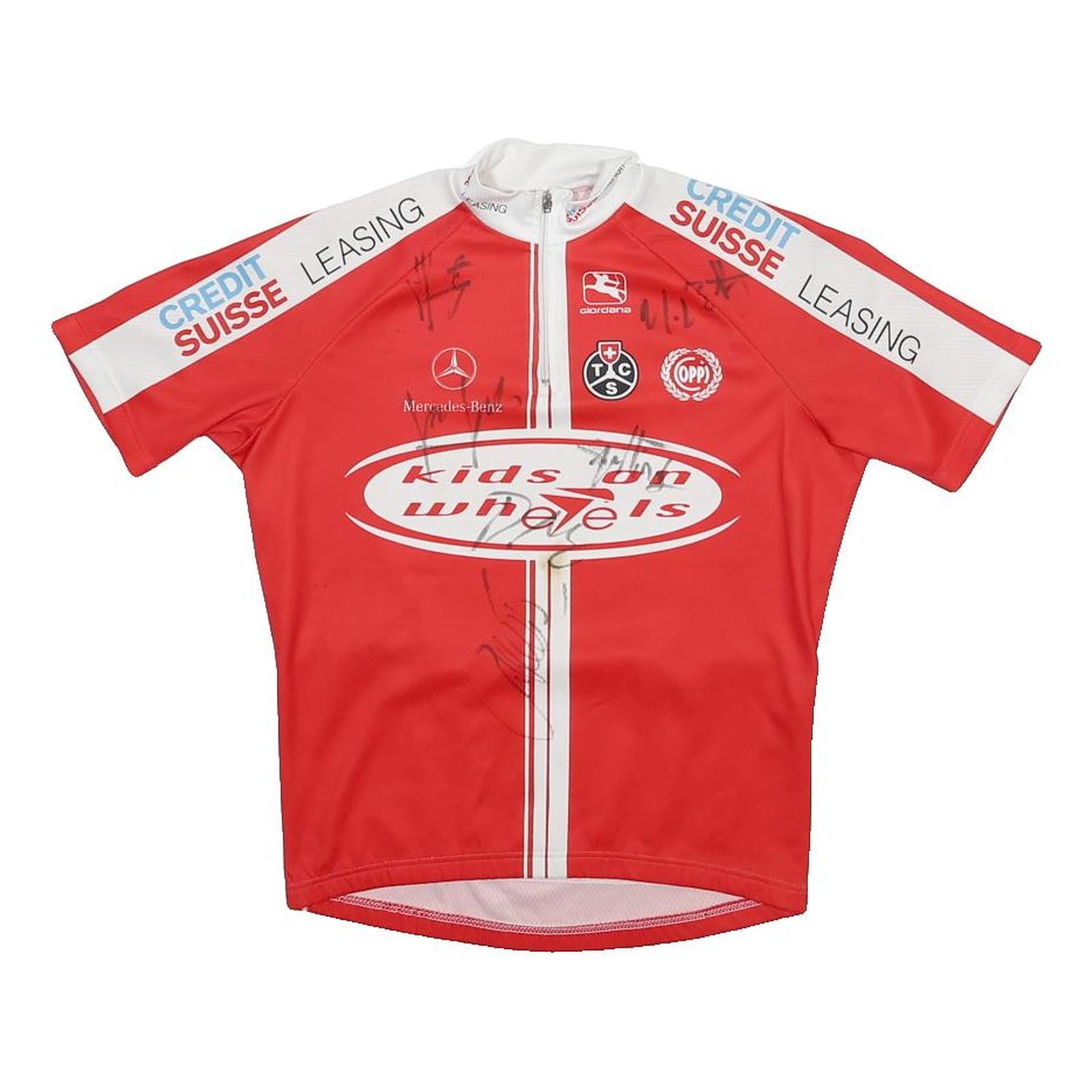 GIORDANA Signed Boys Red White Kids On Wheels Cycling T-Shirt 12Y Short Sleeve
