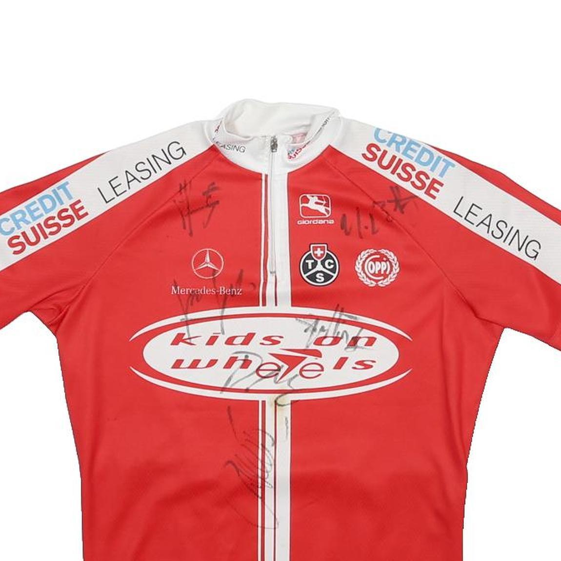 GIORDANA Signed Boys Red White Kids On Wheels Cycling T-Shirt 12Y Short Sleeve
