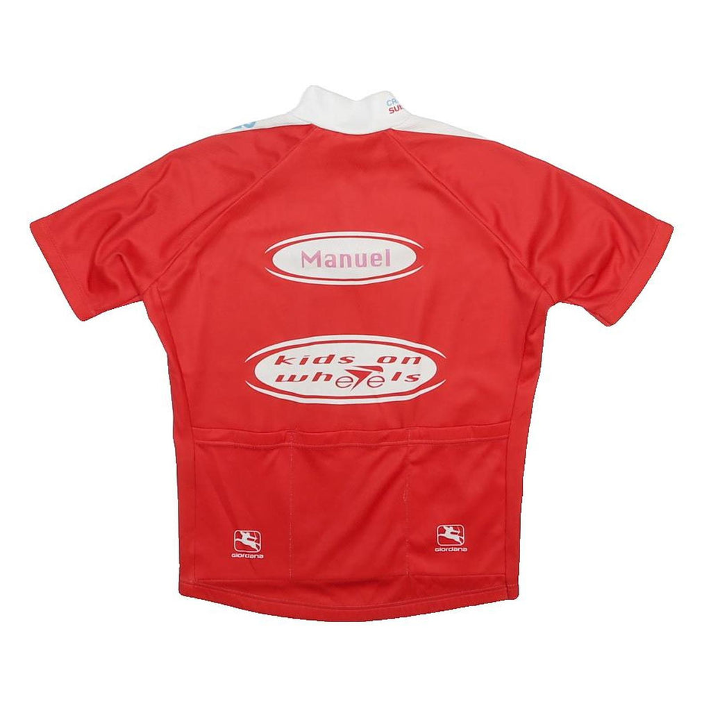GIORDANA Signed Boys Red White Kids On Wheels Cycling T-Shirt 12Y Short Sleeve