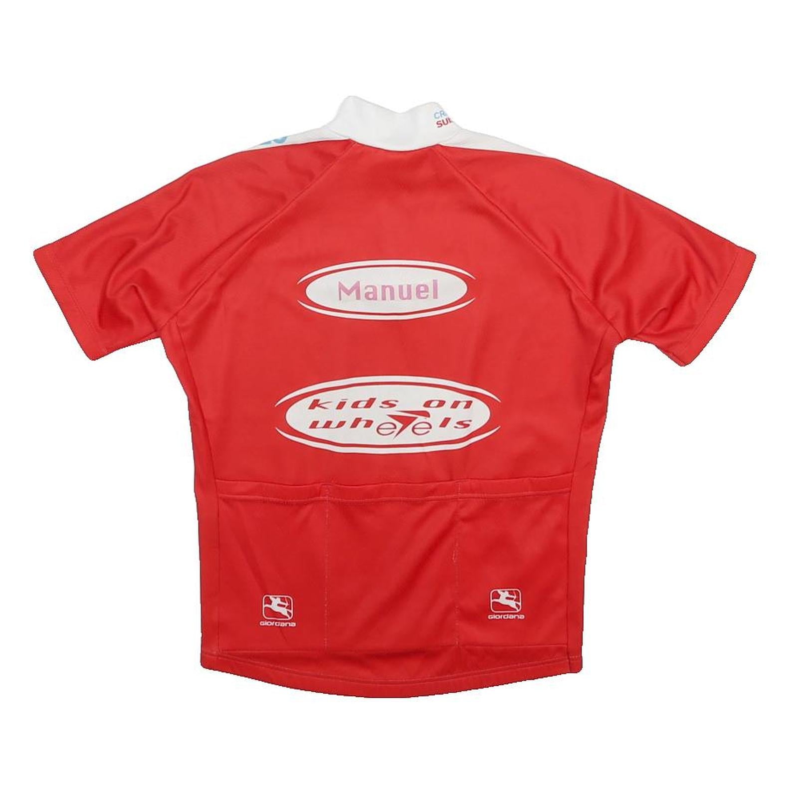 GIORDANA Signed Boys Red White Kids On Wheels Cycling T-Shirt 12Y Short Sleeve