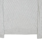 TOMMY HILFIGER Mens Grey Plain Cotton Blend V-Neck Cable Knit Jumper XL Classic