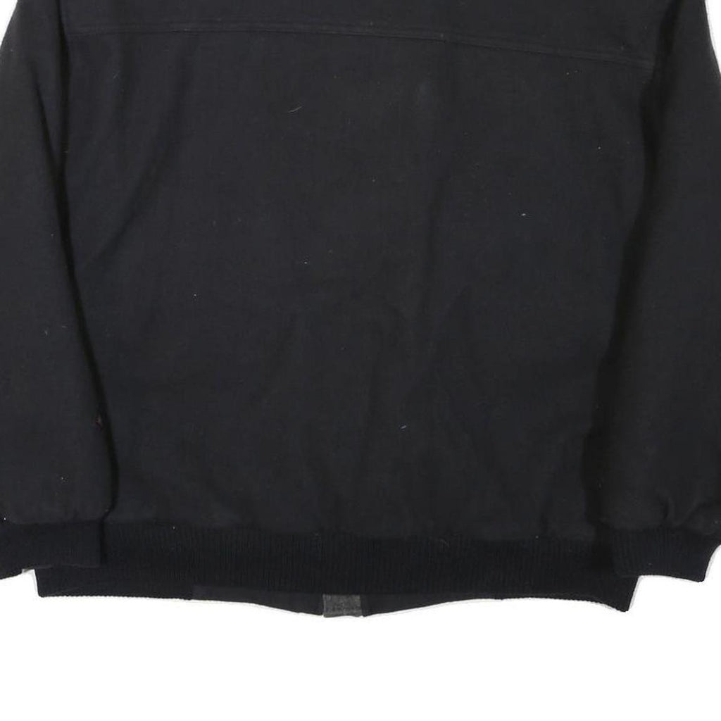 BISON CLUB Mens Black Wool Blend Bomber Jacket L Zip Closure Plain Classic Fit