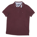 TOMMY HILFIGER Mens Maroon Polo Shirt M Short Sleeve Slim Fit Cotton Blend