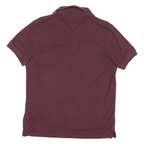TOMMY HILFIGER Mens Maroon Polo Shirt M Short Sleeve Slim Fit Cotton Blend