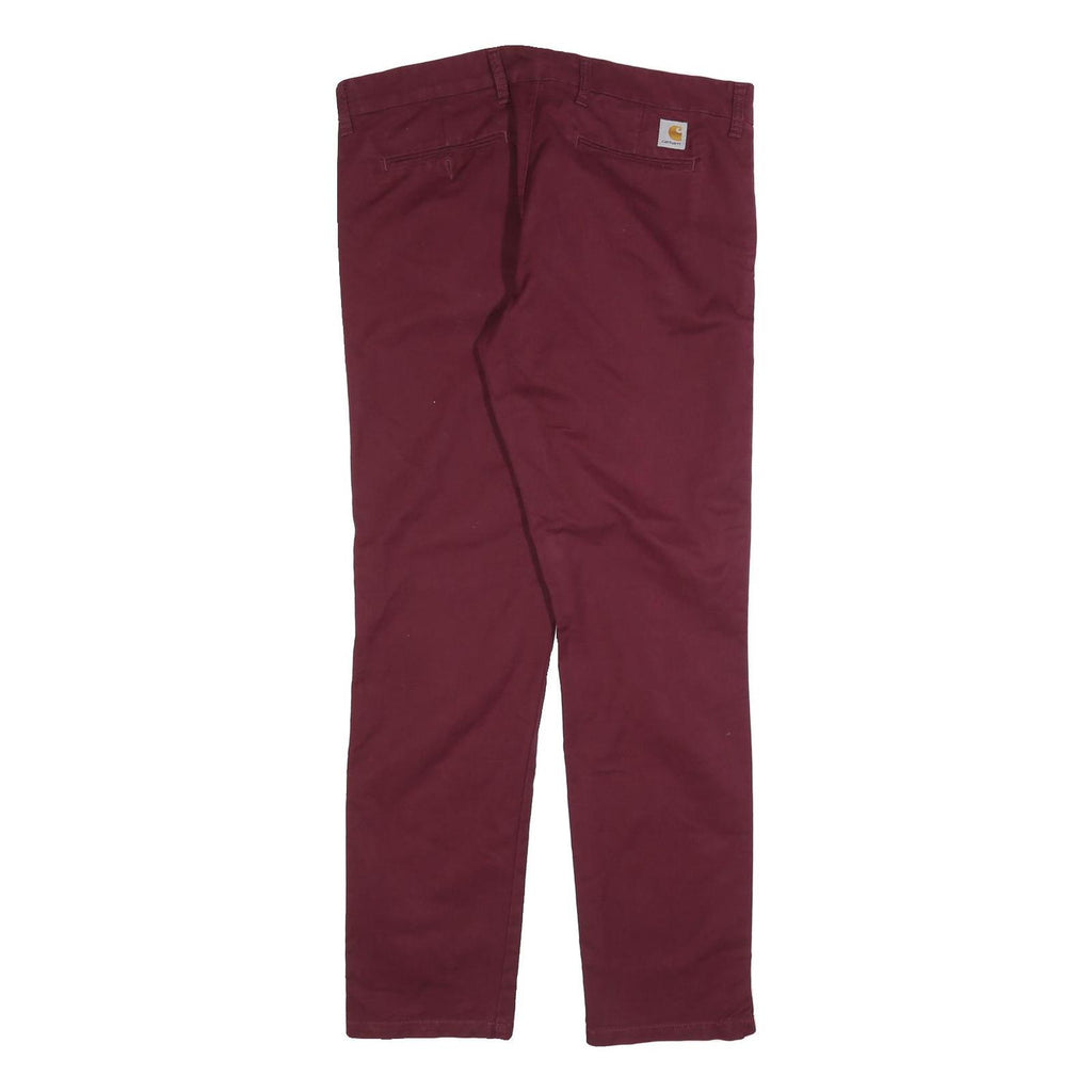 DICKIES Mens Cotton Blend Burgundy Regular Straight Trousers W38 L34 Workwear