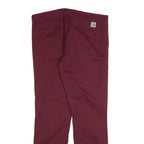 DICKIES Mens Cotton Blend Burgundy Regular Straight Trousers W38 L34 Workwear