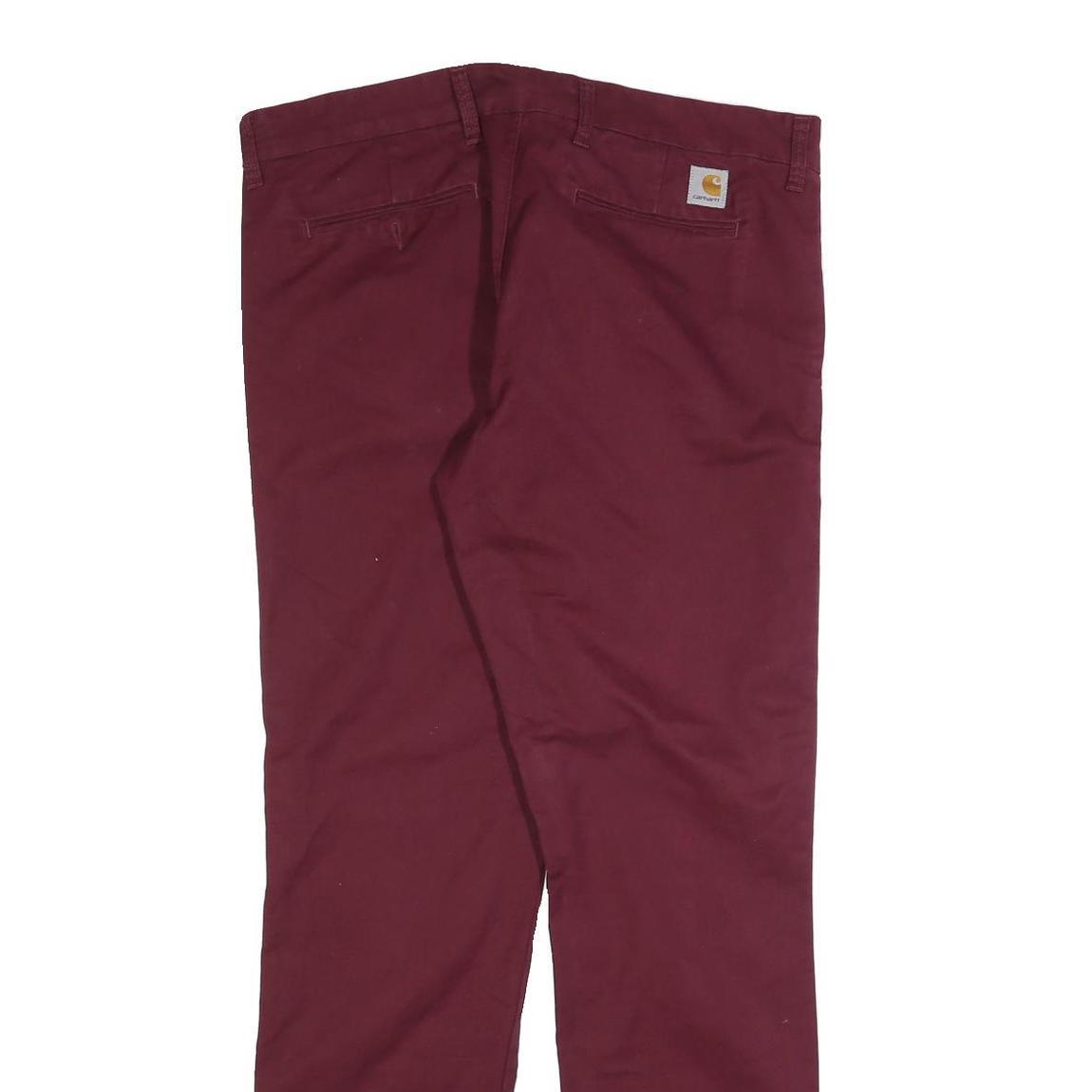 DICKIES Mens Cotton Blend Burgundy Regular Straight Trousers W38 L34 Workwear