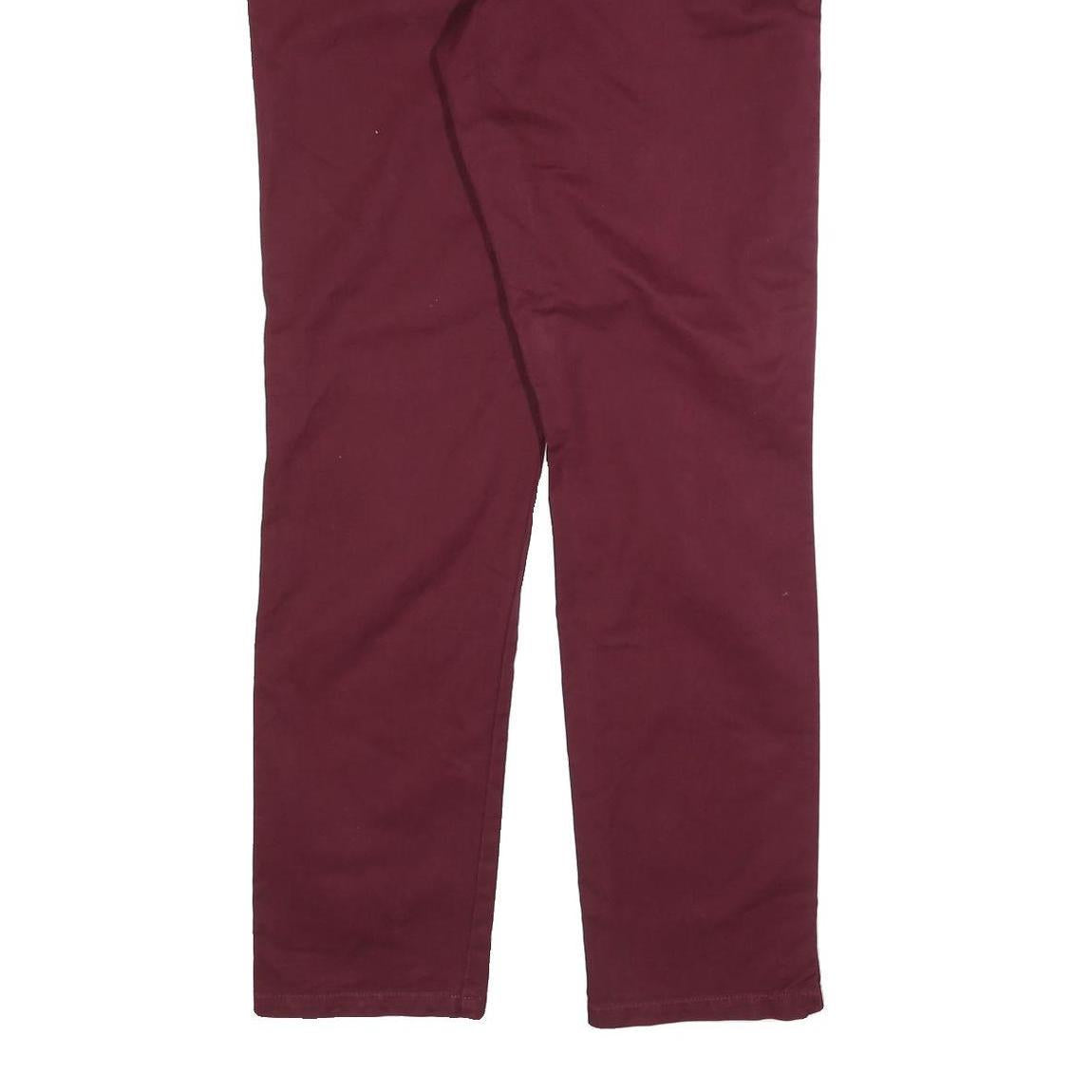 DICKIES Mens Cotton Blend Burgundy Regular Straight Trousers W38 L34 Workwear