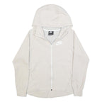 NIKE Womens White Pullover Hooded Hoodie M Cotton Blend Zip Up Casual