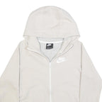 NIKE Womens White Pullover Hooded Hoodie M Cotton Blend Zip Up Casual