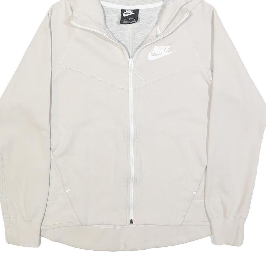 NIKE Womens White Pullover Hooded Hoodie M Cotton Blend Zip Up Casual