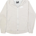 NIKE Womens White Pullover Hooded Hoodie M Cotton Blend Zip Up Casual