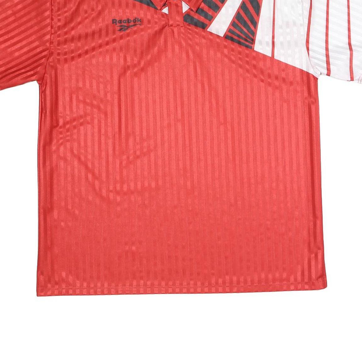 REEBOK Mens Red & White Short Sleeve Geometric Polo Shirt XL Polyester Sports