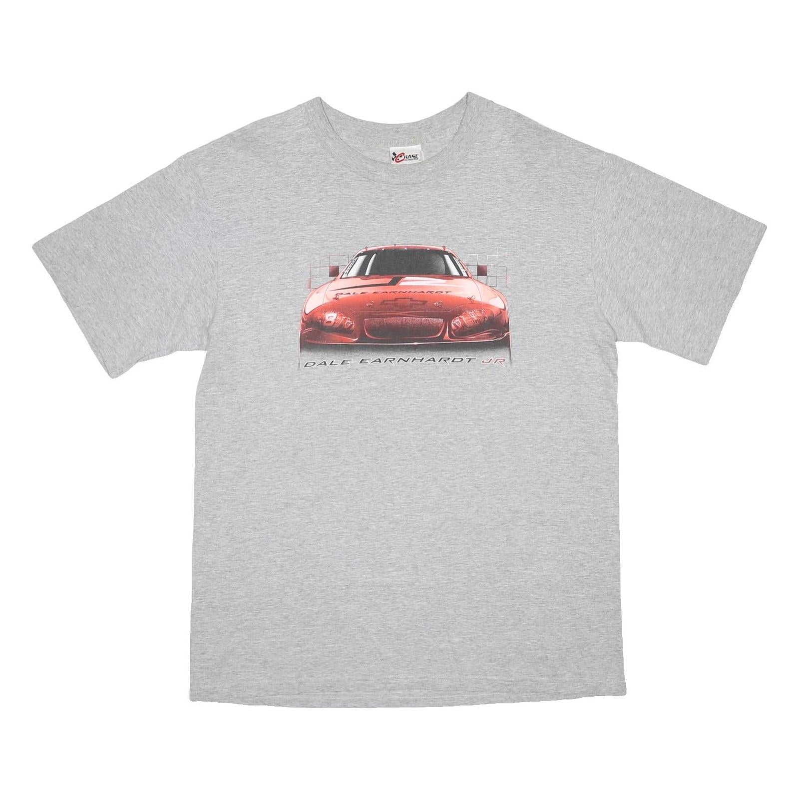 CHASE AUTHENTICS Mens Grey Dale Earnhardt Jr Racing T-Shirt L Short Sleeve Crew