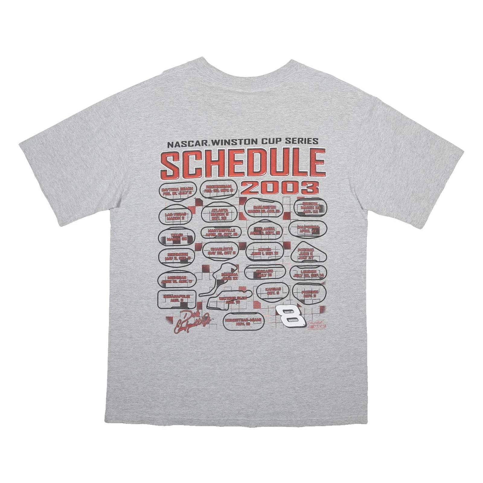 CHASE AUTHENTICS Mens Grey Dale Earnhardt Jr Racing T-Shirt L Short Sleeve Crew