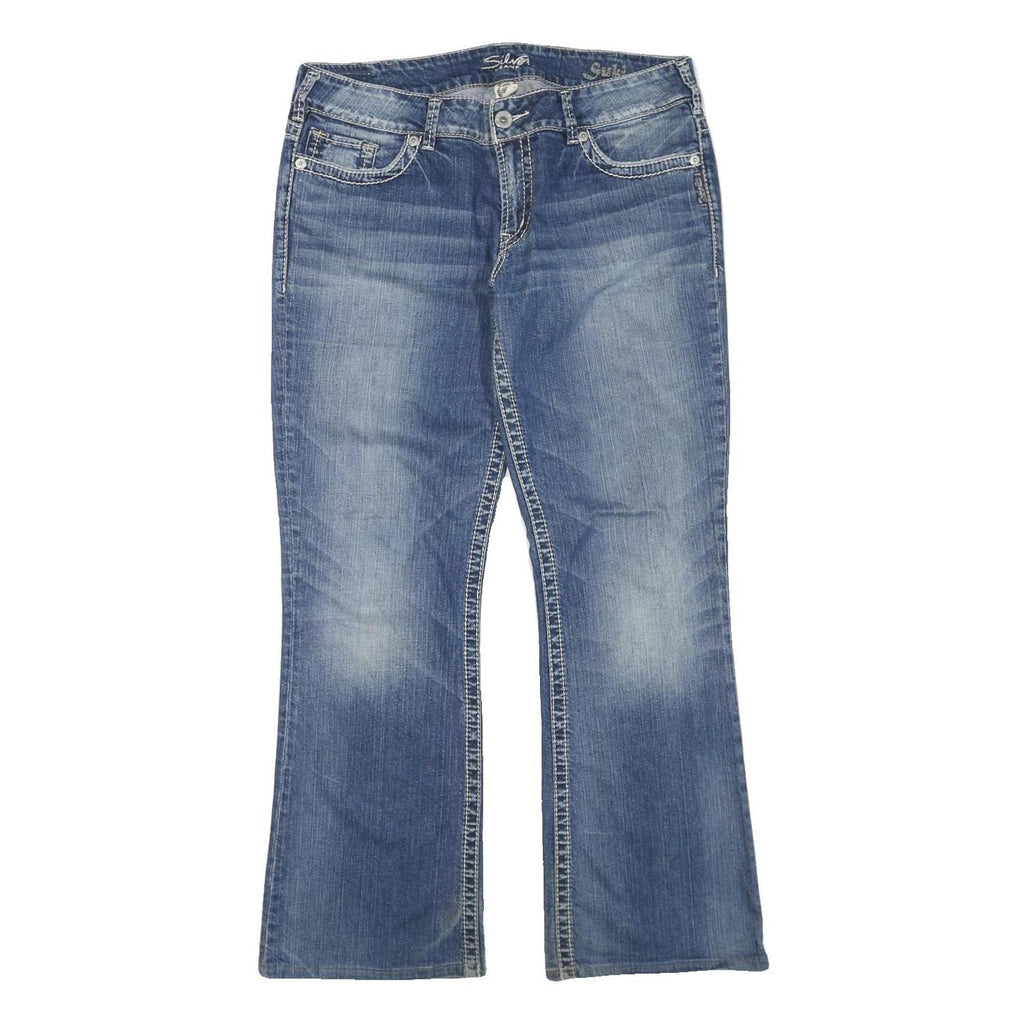 SILVER Womens Jeans Blue Regular Bootcut Denim Medium W36 L30 Embroidered
