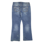 SILVER Womens Jeans Blue Regular Bootcut Denim Medium W36 L30 Embroidered