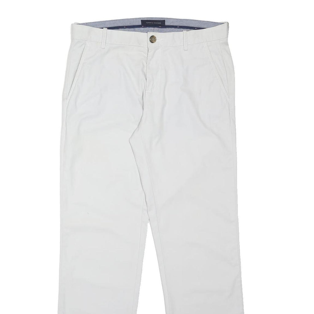 TOMMY HILFIGER Mens Cotton Blend White Classic Straight Trousers W31 L32 Casual