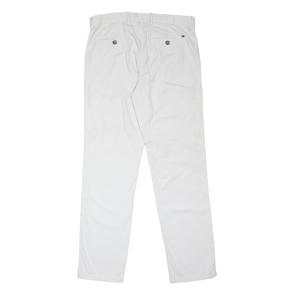 TOMMY HILFIGER Mens Cotton Blend White Classic Straight Trousers W31 L32 Casual