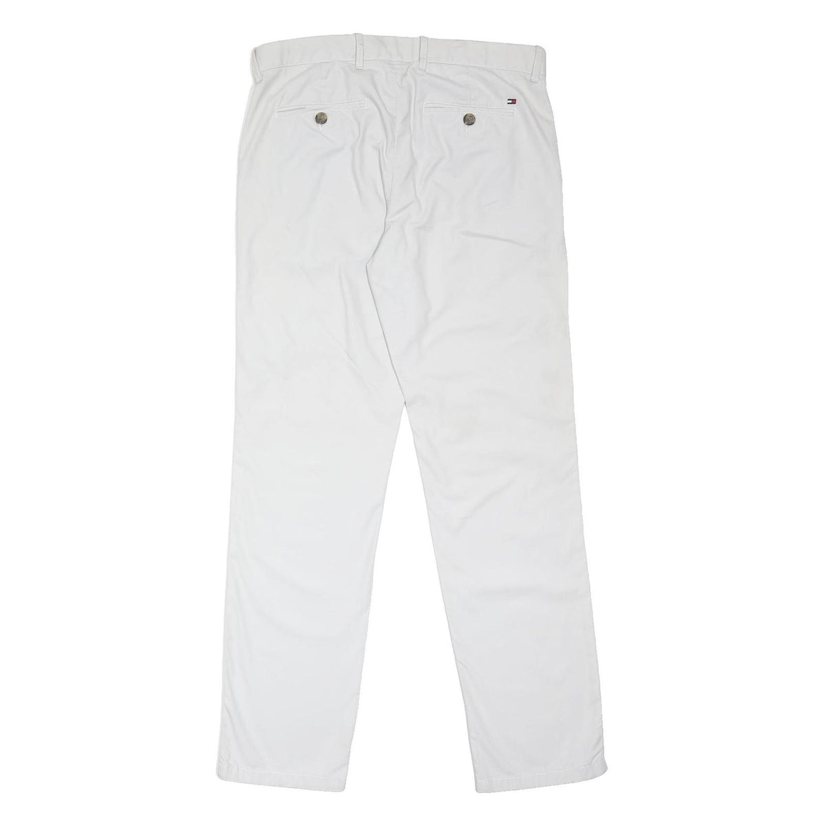 TOMMY HILFIGER Mens Cotton Blend White Classic Straight Trousers W31 L32 Casual