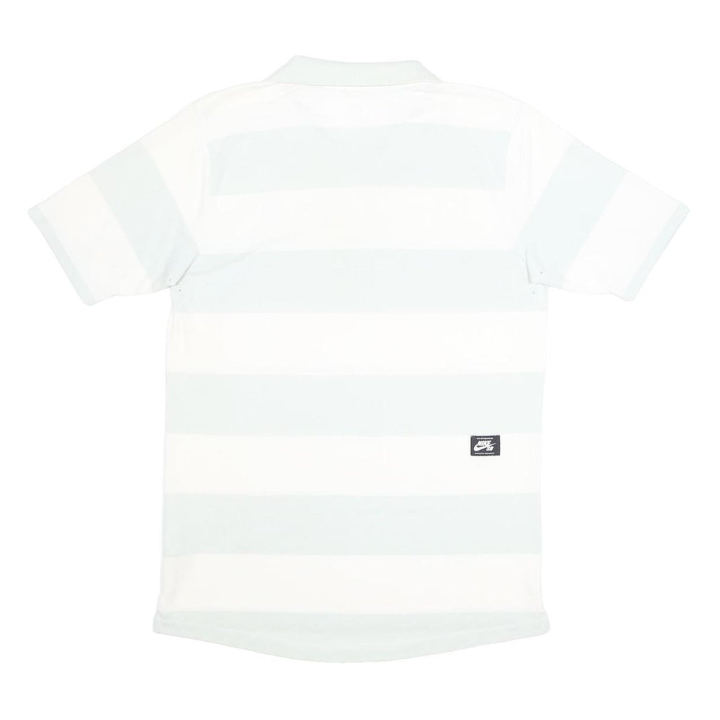 NIKE SB Mens White & Light Blue Striped Polo Shirt M Cotton Blend Casual