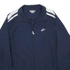 NIKE Mens Navy Blue White Track Jacket XL Polyester Zip Plain Classic Sportswear
